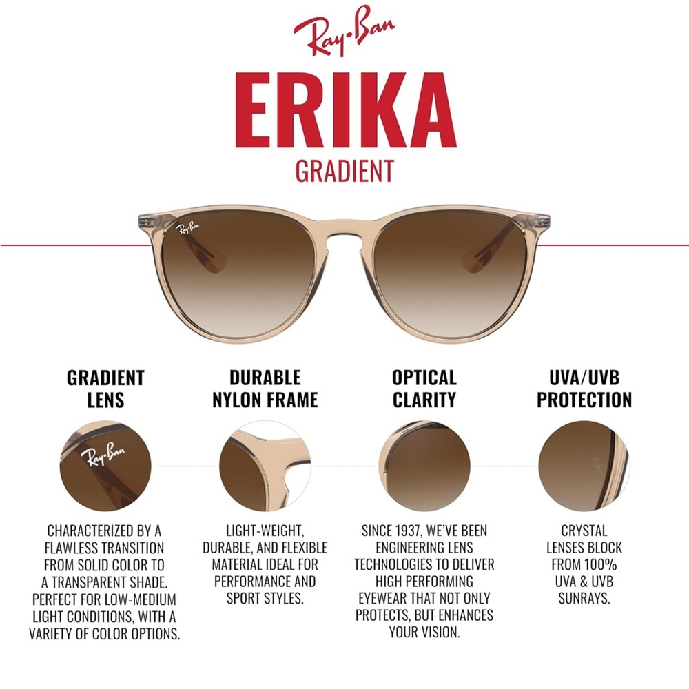 Ray-Ban Original Erika Gradient Sunglasses with Black Case - Picture 6 of 7